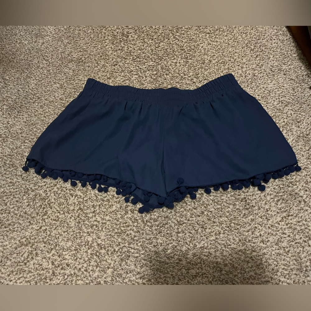 AQUA brand blue pom pom shorts